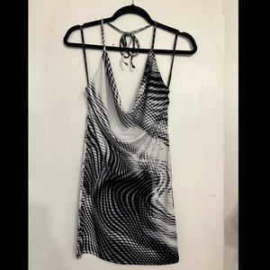 NWT Forever 21 Abstract Print Halter Mini Dress Cowl Neckline Bodycon Dr…
